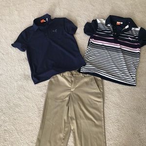 Boys Medium Puma Golf Shirts (2)&Slazenger pants